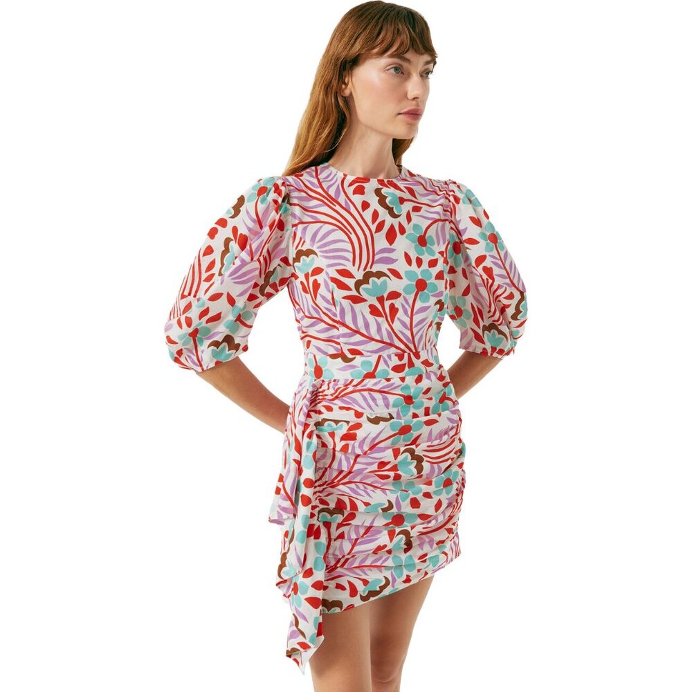 RHODE Pia Summer Mini Dress in Lago Vine Print